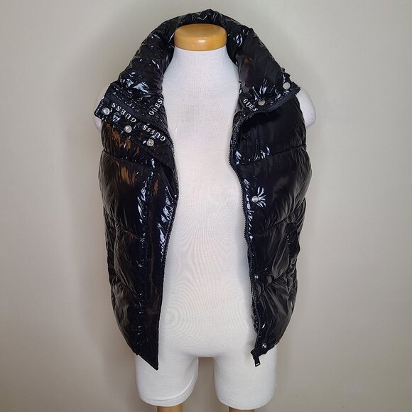 Guess Shiny Black Puffer Vest - XS - Picture 4 of 7